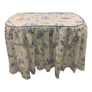 Custom Brunschwig & Fils Fabric Skirted Vanity Table For Sale