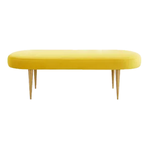 Corinne Velvet Oval Bench - Marigold