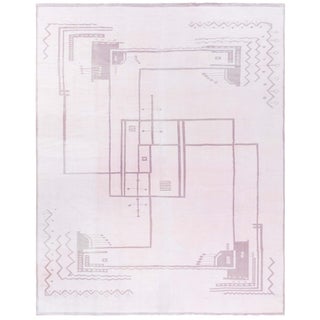 Doris Leslie Blau Vintage Indian Dhurrie Geometric Pink Flatweave Cotton Carpet For Sale