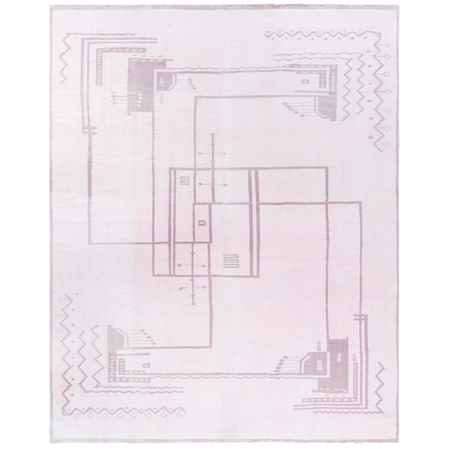 Doris Leslie Blau Vintage Indian Dhurrie Geometric Pink Flatweave Cotton Carpet For Sale