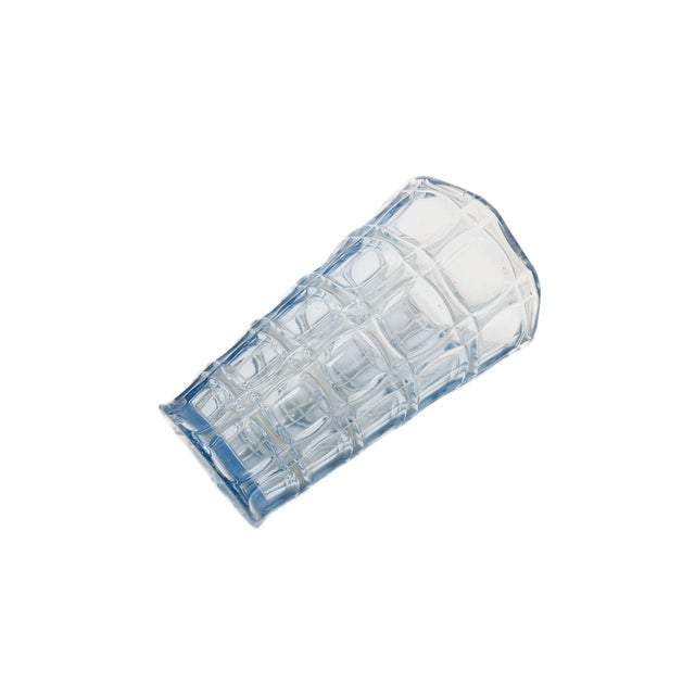 Blue Art Deco Style Vase from Zawiercie Glassworks, Poland, 1950s For Sale - Image 8 of 11