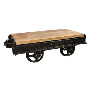 Vintage French Mining Cart Coffee Table, 1920s For Sale