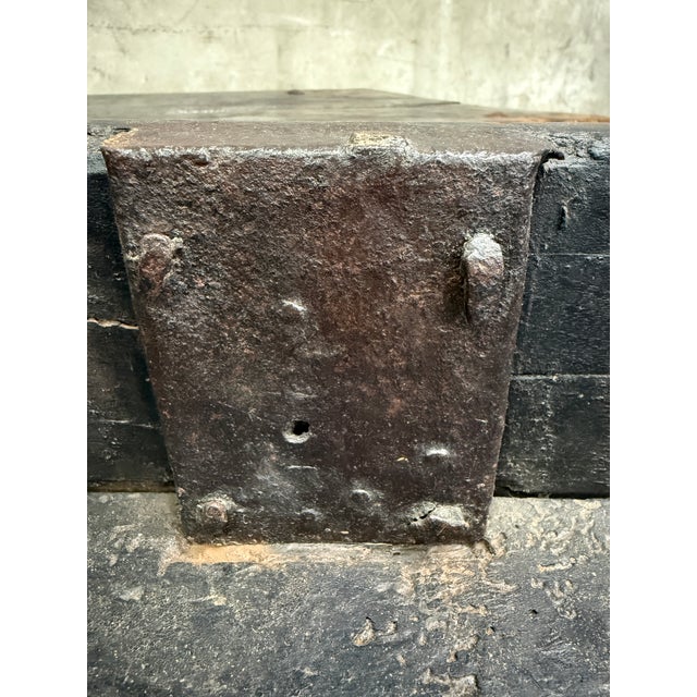 18th C. Spanish Beautifully Rustic Carved-Wood Trestle-Leg Table With Drawer For Sale - Image 14 of 18