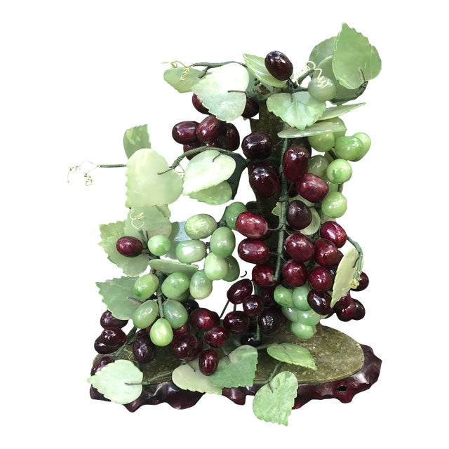 Large Vintage Jade and Alabaster Grape Sculpture For Sale