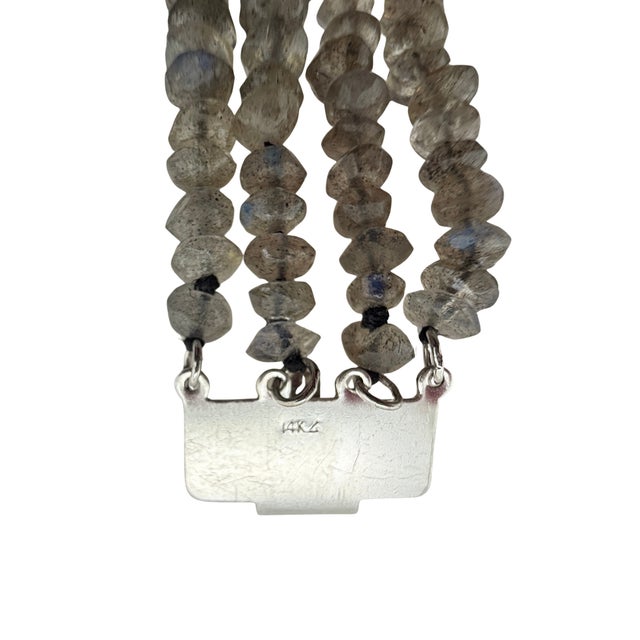 1960s 1960s Labradorite Bead Bracelet With Blue Topaz and 14k With Gold Clasp For Sale - Image 5 of 5