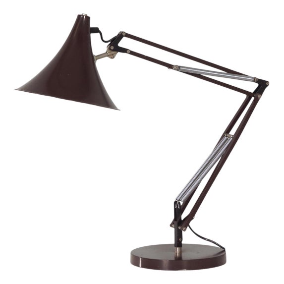 Brown Desk Lamp with Adjustable Arm and Tulip-Shaped Shade from Hala, 1970s For Sale