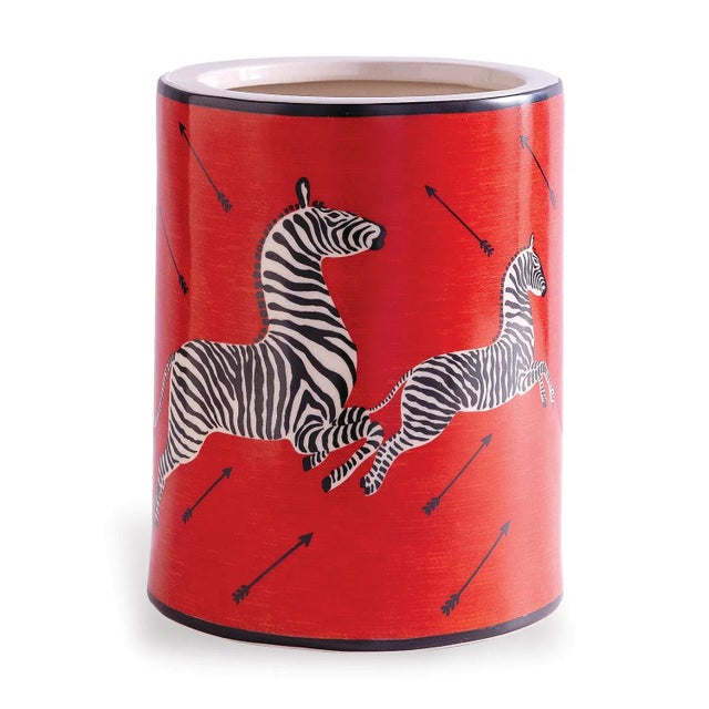 The Scalamandre zebra ice bucket in the color of red is your pop of color for the bar or buffet. Just add a bottle of...