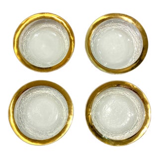 1990s Large Annieglass Gold Trim Bowls - Set of 4 For Sale