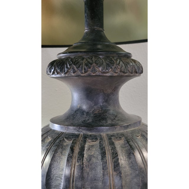 Gray Pair of Patinated Cast Bronze - Cambridge Lamps For Sale - Image 8 of 11