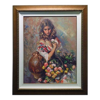 Royo Sentimiento Signed Color Serigraph on Panel Custom Framed Submit an Offer For Sale