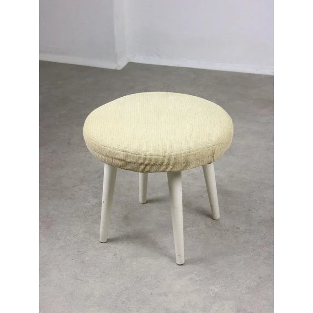 Vintage Italian Stool in Beige Fabric, 1980s For Sale - Image 11 of 11