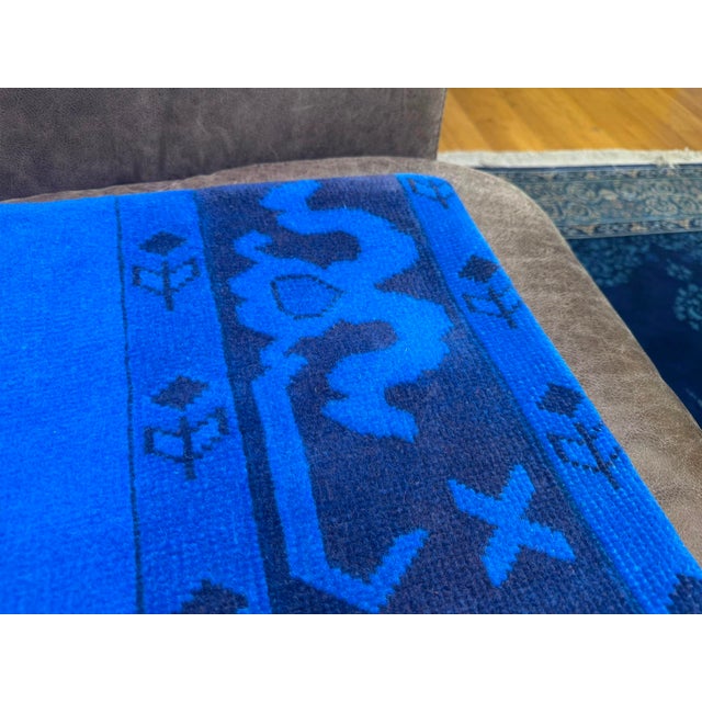 Asymmetric Blue Rug Pillow Cover For Sale - Image 10 of 14