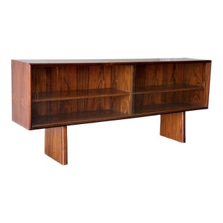 1960s Mid-Century Modern Danish Modern Rosewood Low Media Bookshelf By Faarup Mobelfabrik For Sale