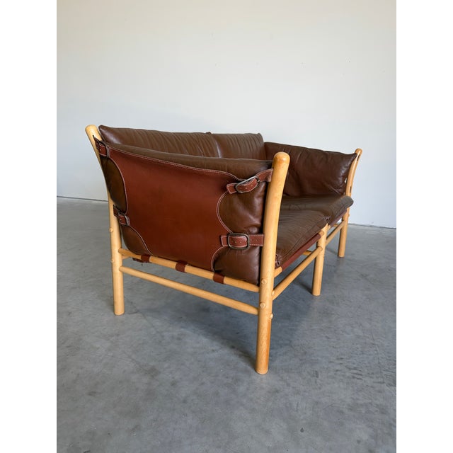 Mid-Century Modern Arne Norell Ilona Safari 2 Seat Sofa in Brown Leather, Sweden 1960’s For Sale - Image 3 of 12