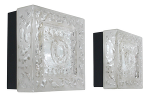 Outdoor Wall Lights in Frosted Glass, 1970s, Set of 2