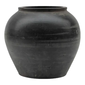 Early 20th Century Vintage Gray Ceramic Pottery Jar