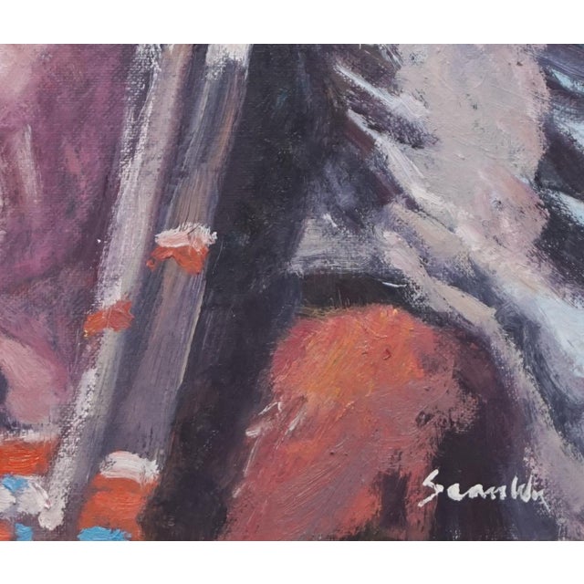 Sean Wu Original Oil Portrait of Indian Chief For Sale - Image 4 of 5