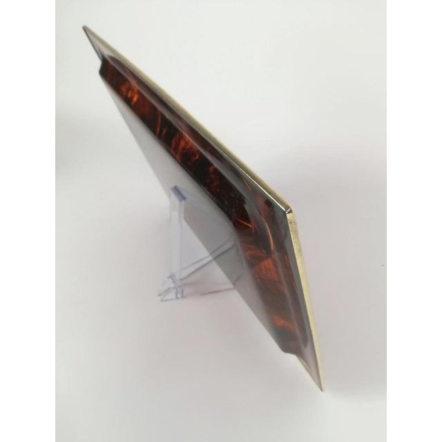 Vintage Serving Tray in Faux Tortoiseshell Acrylic Glass and Brass, Italy, 1970s For Sale - Image 9 of 17