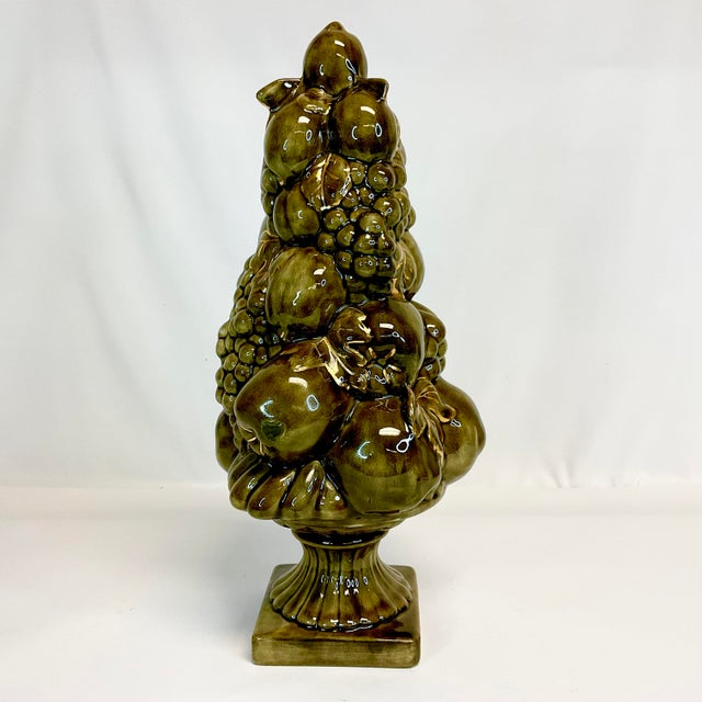 Ceramic 1968 Mid-Century Hollywood Regency Folk Art Trompe L’Oeil Majolica Fruit Topiary, Artist Signed For Sale - Image 7 of 12