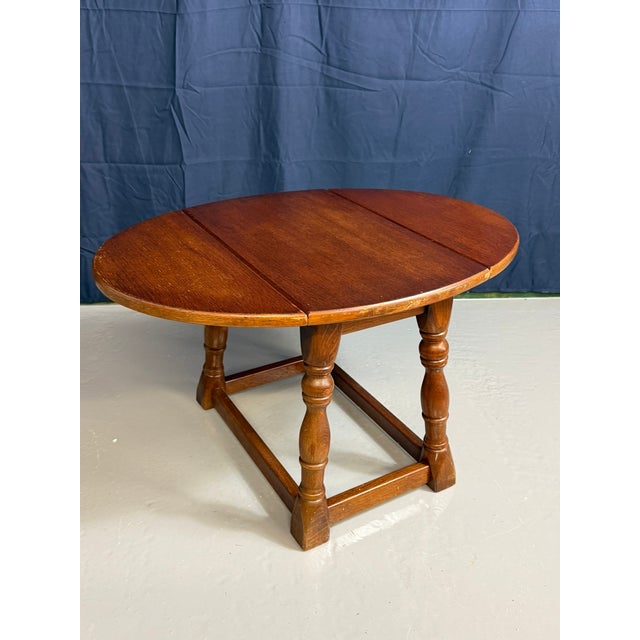 Antique Miniature Oak Drop-Leaf Table Featuring Traditional Turned Baluster Legs, 1940 For Sale - Image 15 of 15