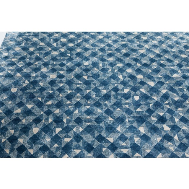 Modern Tibetan "Rhombus" Rug in Silk and Wool by Doris Leslie Blau For Sale - Image 4 of 8