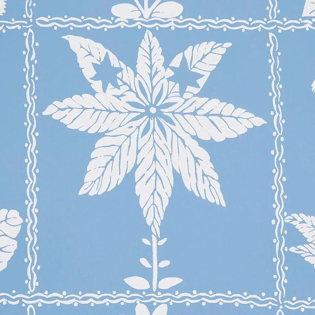 Mid-Century Modern Sample - Schumacher Georgia Wildflowers Wallpaper in Blue For Sale - Image 3 of 4