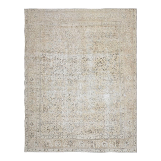 1970s Vintage Persian Handmade Wool Cotton Orange Area Rug For Sale