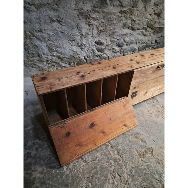 Antique French Industrial Pine Storage Bench, 1890s For Sale - Image 15 of 18