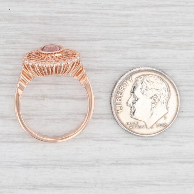 Metal Beverley K New 0.68ctw Morganite Diamond Filigree Ring 14k Rose Gold Engagement Size 6.75 For Sale - Image 7 of 8