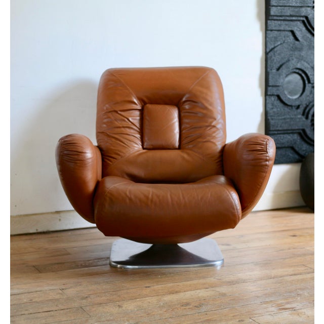 Space Age Chair in Leather by Jean Prévost, 1970s For Sale - Image 3 of 15