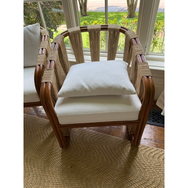 Palecek Palecek Strings Attached Arm Chair, Light - Set of 2 For Sale - Image 4 of 14