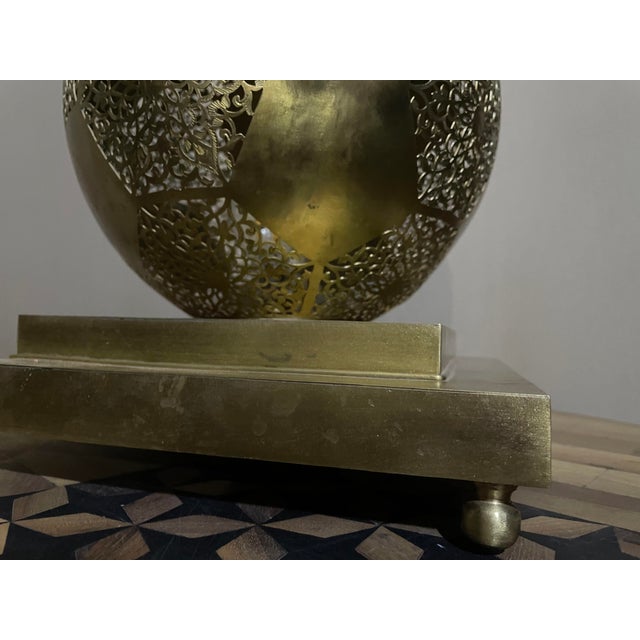 Moroccan Handmade Brass Table Lamp – Warm & Romantic Glow For Sale - Image 6 of 6