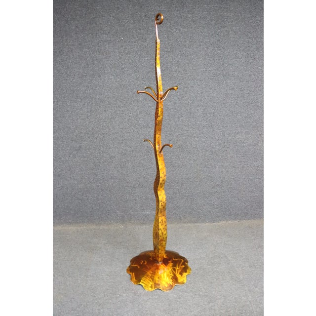 Copper Mid-Century Sculptural Gilt Metal Coat Rack With Leaf-Form Base For Sale - Image 8 of 8