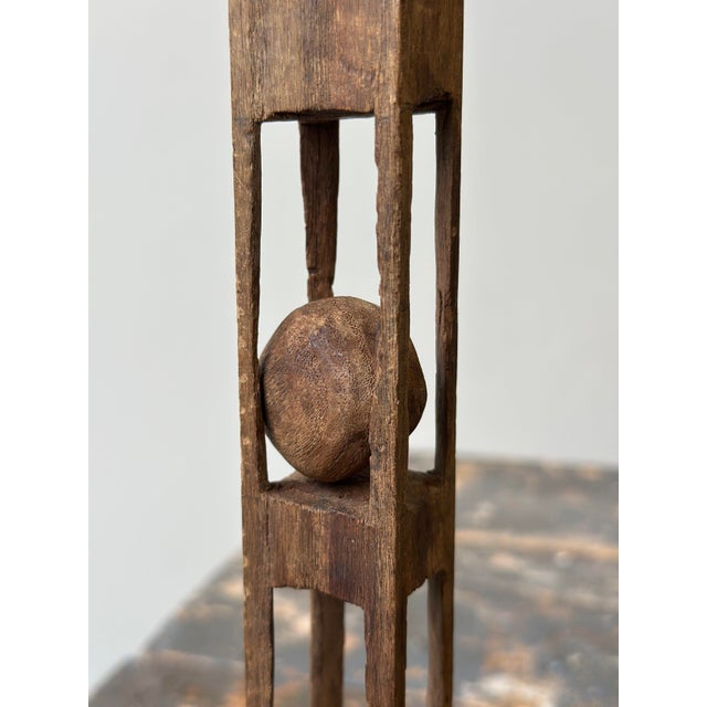 Vintage Folk Art Carved Wood Double Ball-in-Cage Whimsy, Circa 1930s For Sale In New York - Image 6 of 12