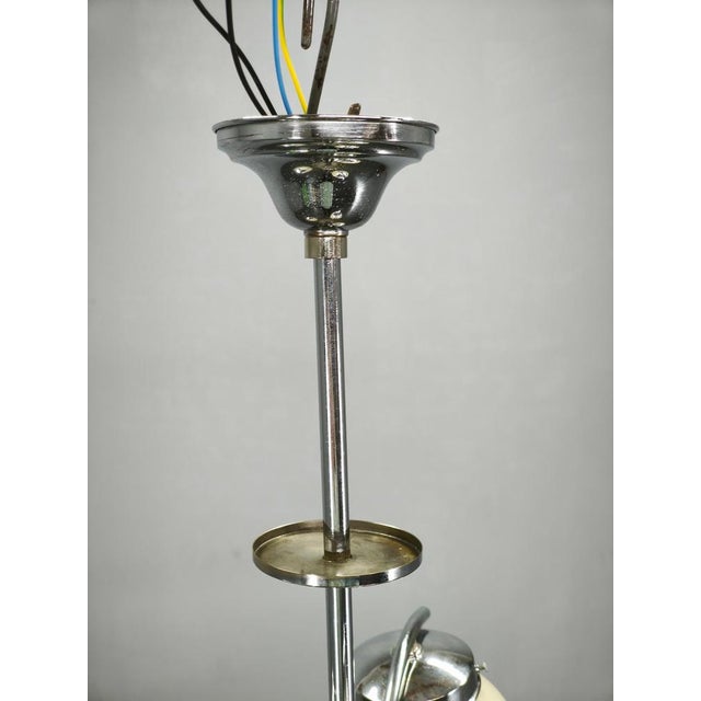 Metal Art Deco Champagne Glass Chandelier, Former Czechoslovakia, 1930s For Sale - Image 7 of 14