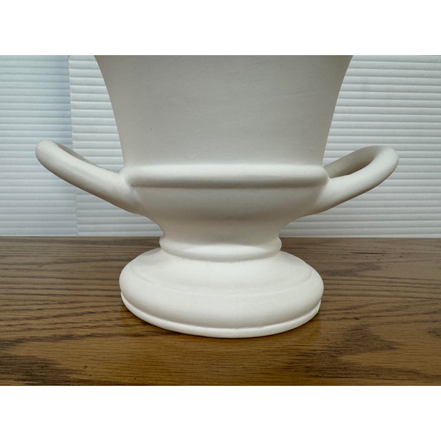 Double Handle Trophy Urn/Pedestal Vase, White For Sale - Image 12 of 12