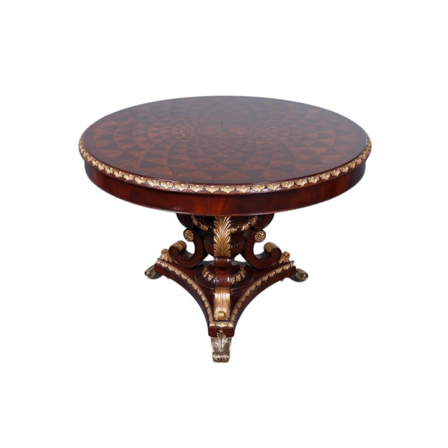 Traditional 1990s Spyrograph Parquetry Gilded Center Table by Scarborough House For Sale - Image 3 of 9