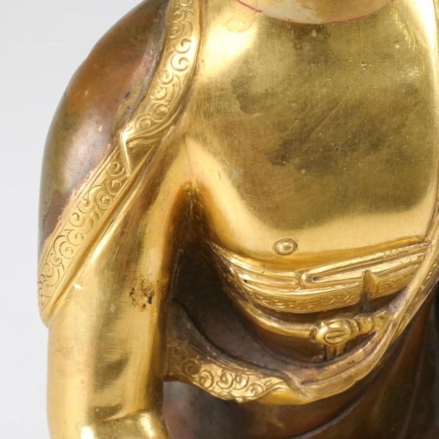 Early 20th C. Nepalese 24k Gold Leaf Over Heavy Copper Meditating Shakyamuni Buddha For Sale In Columbus - Image 6 of 9