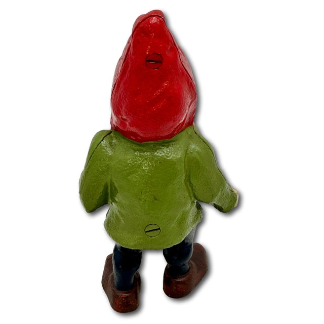 Hard to Find Unusual Model Antique American Cast Iron Figurative Standing Gnome Doorstop - Circa 1920s For Sale - Image 15 of 18