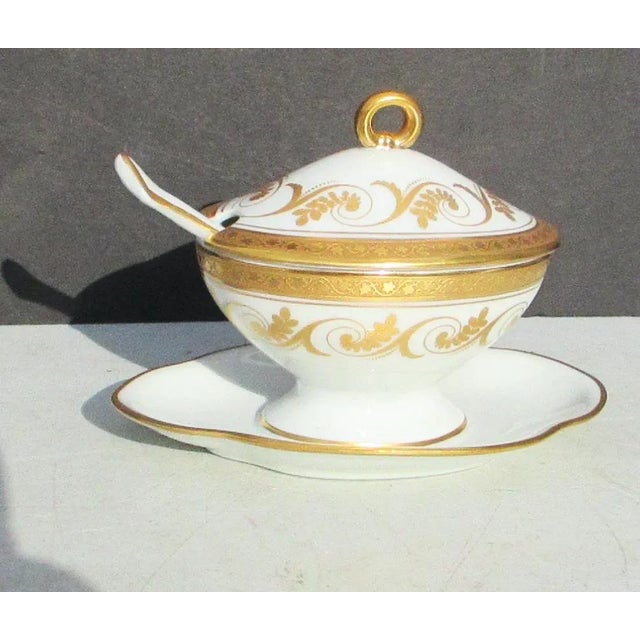 Hollywood Regency Vintage Richard Ginori Italy Torino Gold Encrusted Mustard Pot For Sale - Image 3 of 6