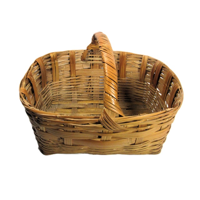 Vintage Rustic Woven Gathering Basket 13" Long For Sale In New Orleans - Image 6 of 10