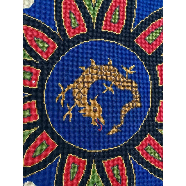 Nice antique French tapestry with beautiful design and nice colors, entirely hand embroidered with needlepoint method with...