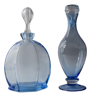 Vintage Blue Murano Glass Decanters with Stoppers, Italy, 1940s, Set of 2