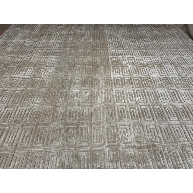 Rh Rajouri Silk & Wool Rug – 12' × 15' Wheat | Hand-Knotted Silk & Wool | Nepalese Artisan Construction For Sale - Image 17 of 18