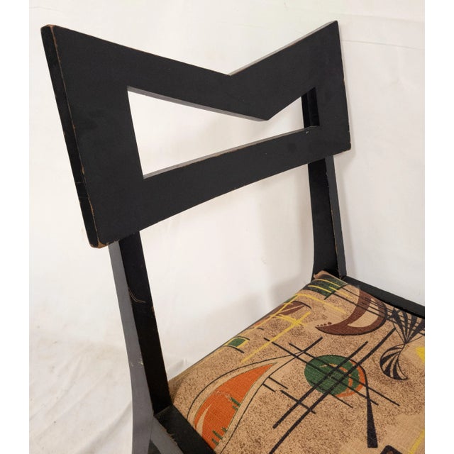 Black Mid-Century Funky Art Deco Black Painted Decorative Side Chair For Sale - Image 8 of 12