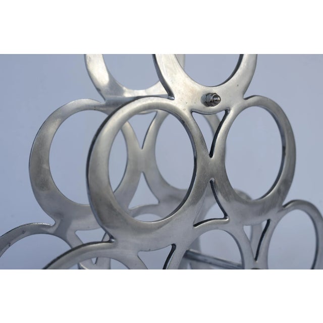 Vintage Mod Space Age 6-Ring Pyramid Aluminum Wine Rack For Sale In San Francisco - Image 6 of 10