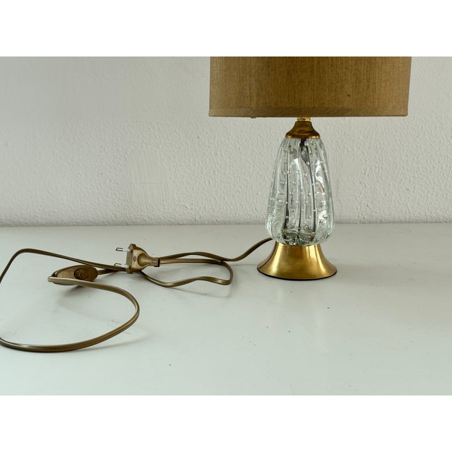 Gold Mid-Century Italian Murano Glass and Brass Table Lamp, 1960s For Sale - Image 8 of 13