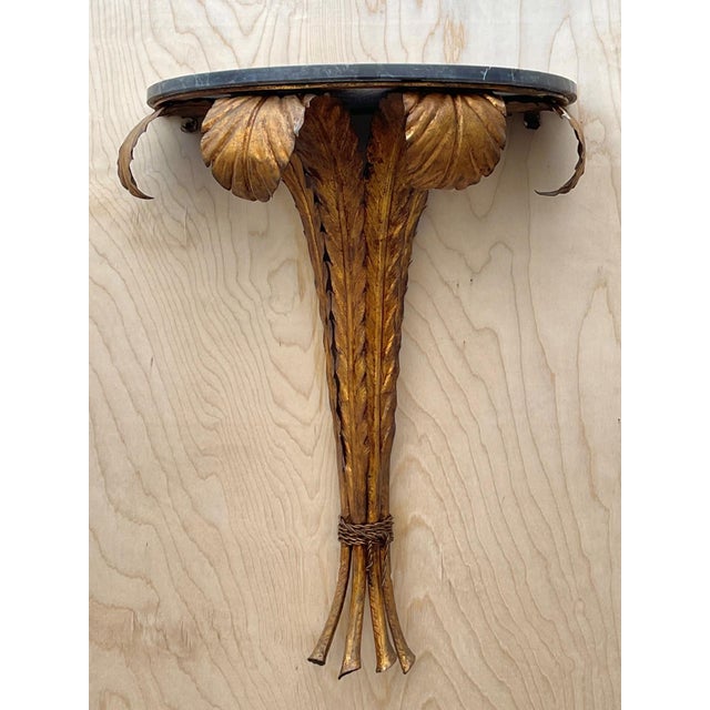 Vintage Gilt Metal and Marble Wall Console For Sale - Image 13 of 13