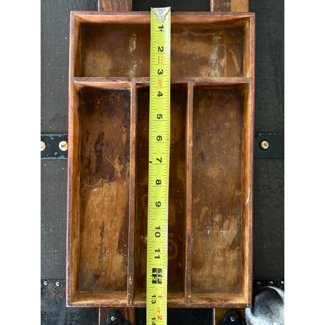 1950s Vintage Wooden Tray Cutlery Box Folk Art For Sale - Image 5 of 8