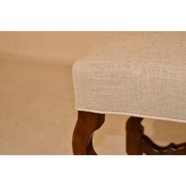 Brown 19th Century Pair of French Walnut Upholstered Stools With Mouton Legs For Sale - Image 8 of 9